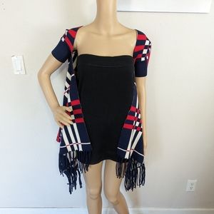 Tommy Hilfiger Look Cardigan Blue Red White Women's Small With Sleeves
